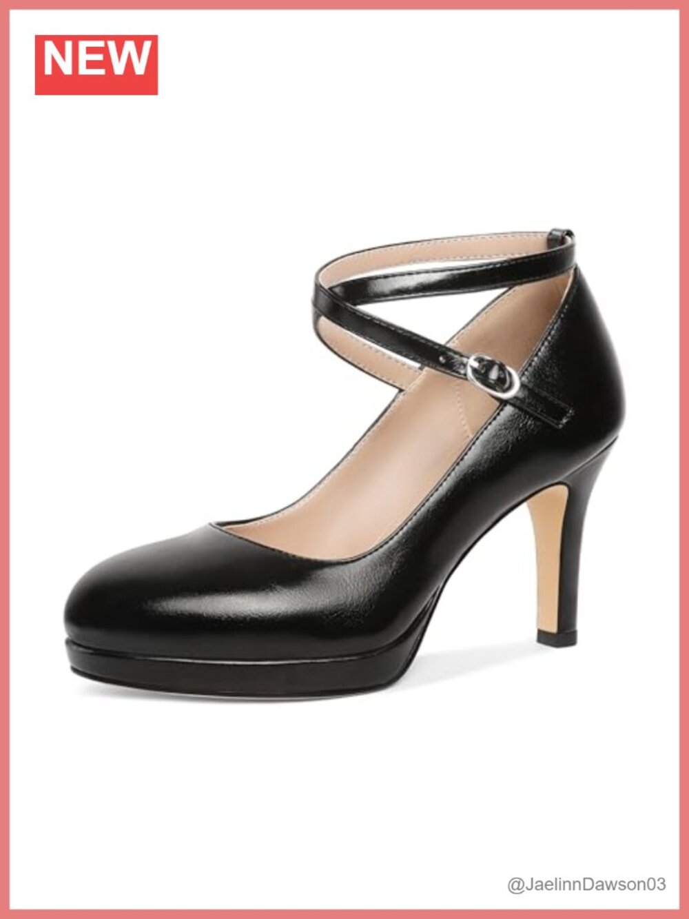 Women's Platform Pumps Cross Ankle Strap High Heels Closed Toe Leather Work